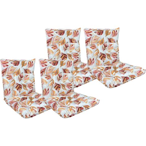 Set Cuscini Sedia Con Schienale Imbottiti Con Laccetti Banda Elastica 40 x 80 Cm LeafletsArancio - 4 Pezzi (1/5)