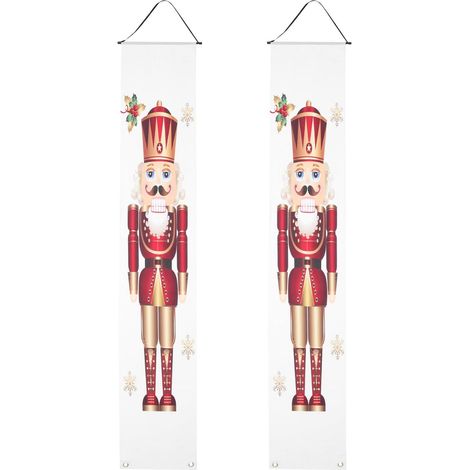 Polyester Nussknacker Weihnachtsbanner 1 Paar Veranda und