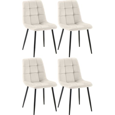 4er Set Esszimmerstuhl Tilde cremeweiß Samt