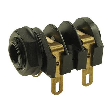 Jack 6.35 mm embase femelle horizontale Cliff CL11607 Nombre de pôles: 2 mono noir 1 pc(s) (1/2)