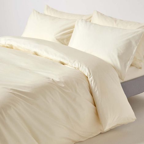 HOMESCAPES Cream Egyptian Cotton Duvet Cover Set 200 Thread Count, Single - Cream