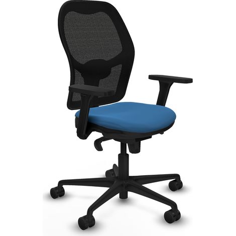 Jorquera sincro malla negra similpiel azul claro brazos 3D base nailon ruedas 65mm nailon (1/5)