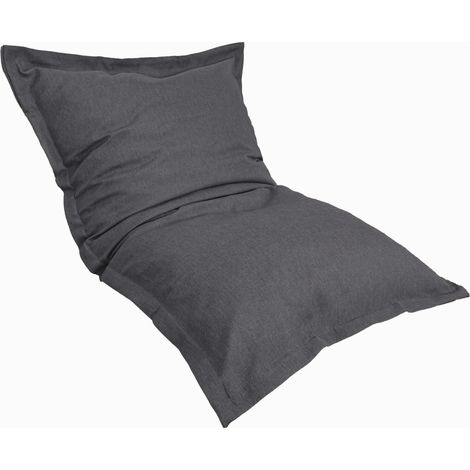 Pouf Coussin Géant XL 150x100 Gris Chiné - Effet Lin & Mousse (Salon Chic) (1/5)