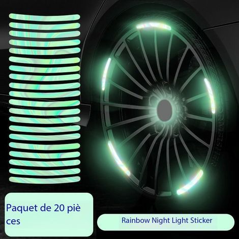 20 pegatinas reflectantes de alta visibilidad para llantas de coche, moto, bicicleta y camión (colores llamativos) - Tira reflectante de seguridad para uso nocturno (1/4)