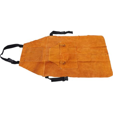 Tablier de soudage en cuir de vachette, ignifugé, avec poche, pour électricien et atelier. (1/5)