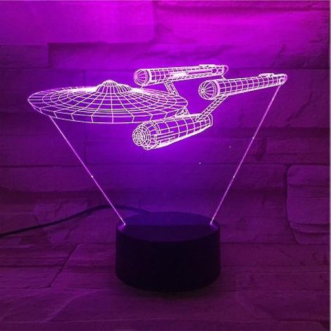 Veilleuse 3D miniature Star Trek, vaisseau spatial, lumières LED sept couleurs