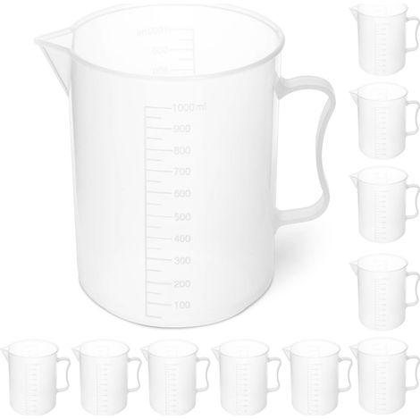 Vasos de precipitados de plástico para laboratorio con graduación de 1000 ml - 10 unidades. (1/4)