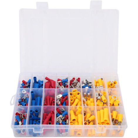 200/300/360pcs Assorted Spade Crimp Terminals Set Insulated Electrical Wiring Connector Kit (300,DUBUNS (1/4)