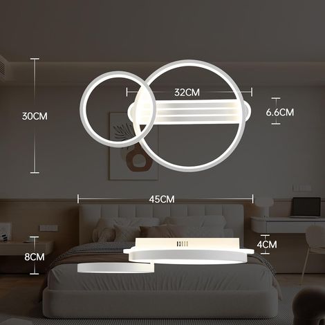 Modlicht 36W Plafonnier LED 3600LM-2 anneau rotatif Blanc 50cm,3000-6500K,Télécommande-Moderne Lampe de Plafon pour Cuisine salon Chambre [Classe F] (1/5)