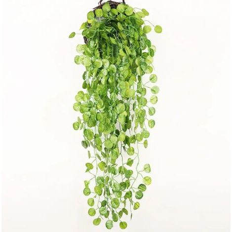 Plante verte artificielle de lierre, feuilles de rotin suspendues, décor mural de jardin extérieur de maison, 90cm 2pcs (1/5)