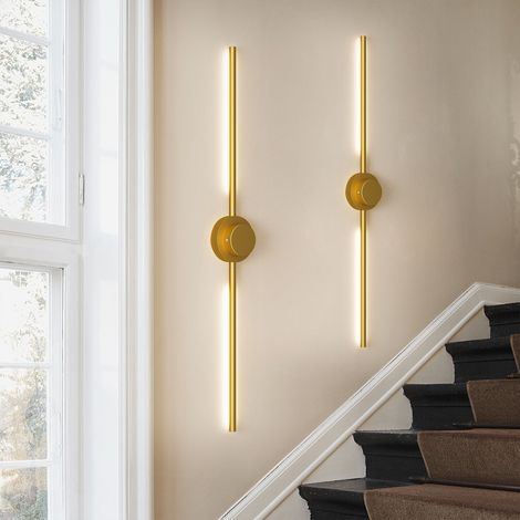 Ganeed Modern Linear Wall Lamp Brushed Brass LED Wall Sconce Acrylic Lampshade, Minimalist Copper Wall Lighting Fixture Antique Brass Bathroom Vanity Light Hardwired Bedroom Hallway Sconces