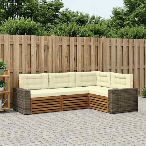 vidaXL Outdoor-Sofagarnitur 4 pcs Natur und Creme (1/5)