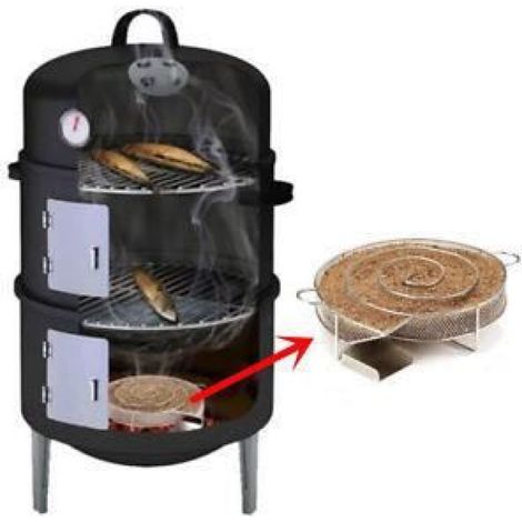 9.8" Round Cold Smoke Générateur BBQ Barbecue Smoking basket for barbecue grill (1/4)