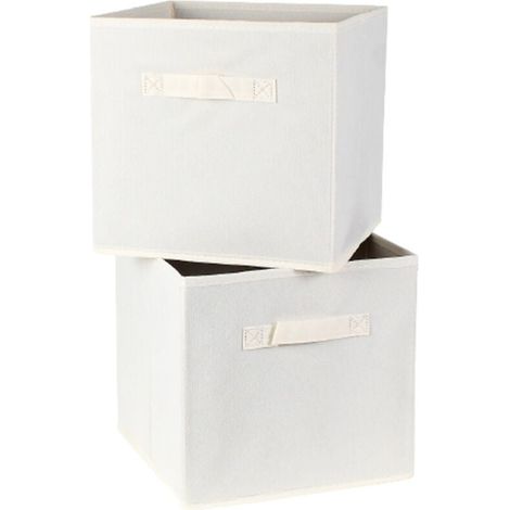 Weiße Aufbewahrungsbox aus Vliesstoff, 27 x 27 x 28 cm – 2er-Set (1/5)