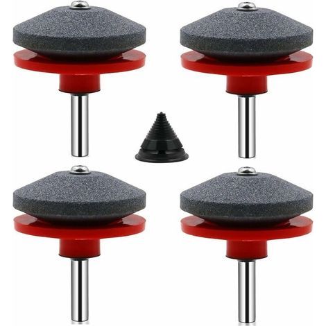 4 Pièces Affuteur Lame Tondeuse Gazon Aiguiseur de Tondeuse Accessoires pour Tondeuses avec 1Pcs Kit D'équilibrage de Lame,50 x 47mm (1/4)