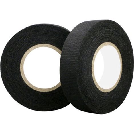 Lot de 4 rubans adhésifs en tissu simple face 19 mm x 15 m Noir (1/4)