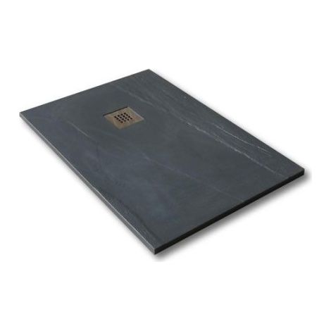 Piatto Doccia Nero Rettangolare 80X100 CM Ardesia Effetto Pietra Slim (1/3)