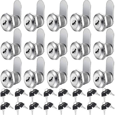 Ensemble de 16 serrures à came pour armoire, serrures à cylindre à clé identique, alliage de zinc, 5/8 pouce (1/5)