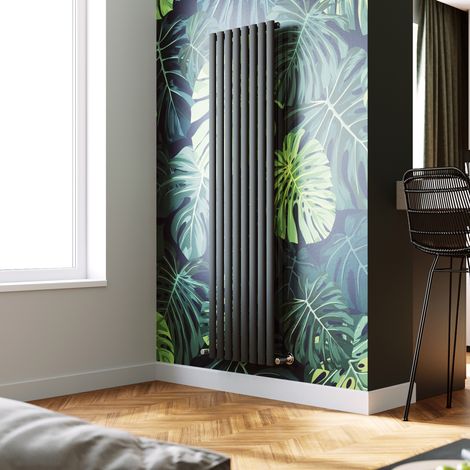 ELEGANT Vertical Column Designer Radiator Anthracite Oval Single Panel Rad 1800 x 472mm (1/5)