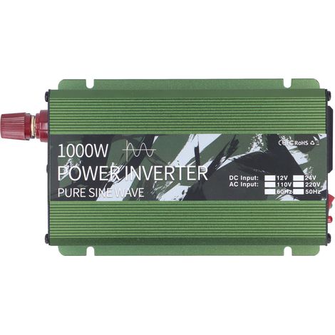 Onduleur Solaire 1000W Pur Sinus, Convertisseur 12V-220V avec Ventilateur de Refroidissement, Alimentation DC/AC pour Panneaux Solaires, Véhicule et Camping (1/5)