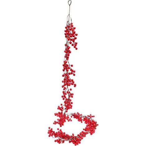 Guirlande de Noël Artificielle avec Baies Rouges Flexible Décoration Cheminée Hiver 6.39FT