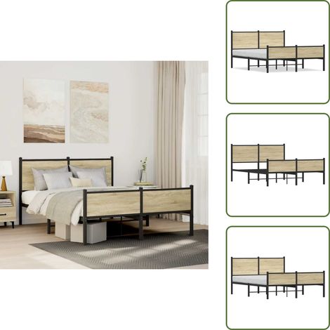 Metallbett ohne Matratze Sonoma-Eiche 140x200 cm - Bettgestell - Bettgestelle - Bettrahmen - Bett (1/5)
