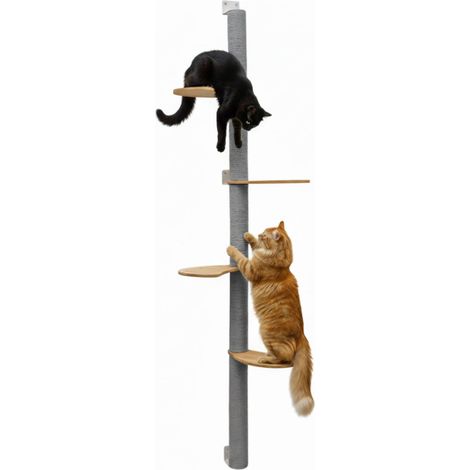 205 cm Tiragraffi da Parete con 4 Ripiani - Albero per Gatti - Colonna in Sisal (1/5)