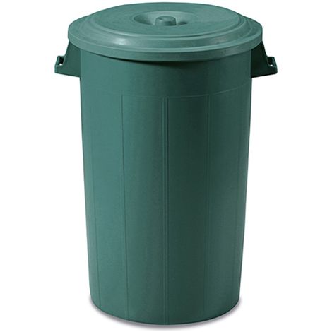 Bidone portarifiuti VERDE con coperchio antirandagismo industriale 100 litri pattumiera CON MANICI giardino locali commerciali (1/4)