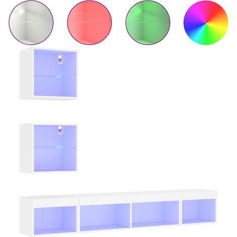 Maison Exclusive - 5-tlg. Wohnwand mit LED-Beleuchtung Weiß Holzw
