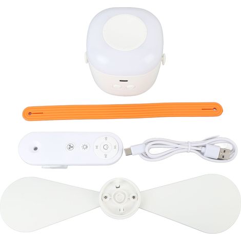 Ventilateur de plafond avec lumière intégrée, rechargeable par USB, 4 vitesses de ventilation réglables, portable, pour tente, pêche, camping et activités de plein air. (1/3)