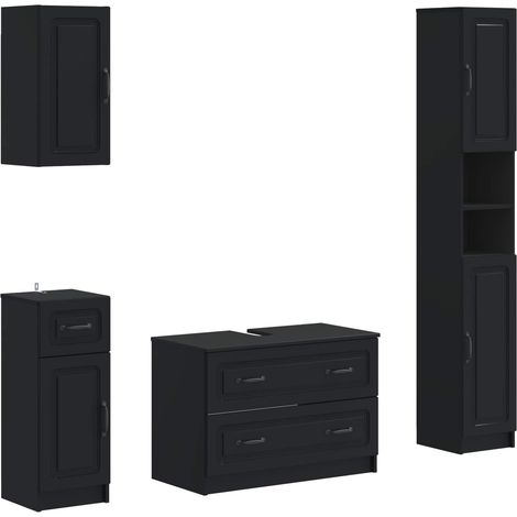 4-teiliges Badezimmer-Schrank-Set UTRECHT Schwarz Holzwerkstoff vidaXL (1/5)