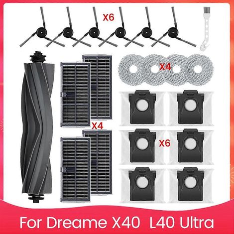 Kit d'accessoires complet pour aspirateurs robots X40 et L40 Ultra, pièces de rechange multifonctions, pack d'entretien avec brosses et filtres, compatible série L40/X40 (1/5)