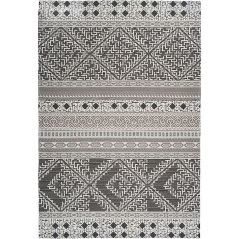 Tapis d'Extérieur Ethnique "Yoga" Taupe & Crème 160 x 230 cm (1/4)