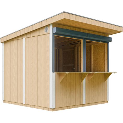 Timbela – Kiosque de jardin en bois 5,9 m2 – H240x305 cm – Panneaux LP SmartSide 10 mm – Cadre renforcé 30x60 mm – Portes verrouillables