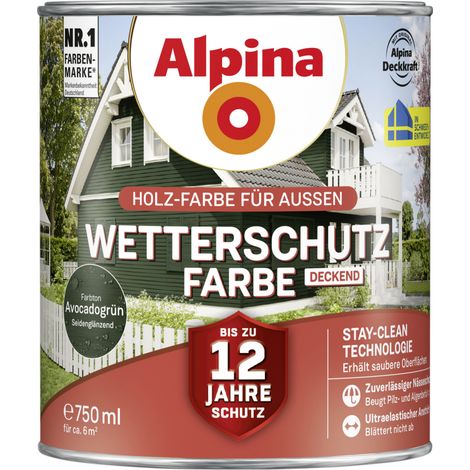 Alpina Wetterschutzfarbe deckend 0,75 L avocadogrün Holzschutzfarbe