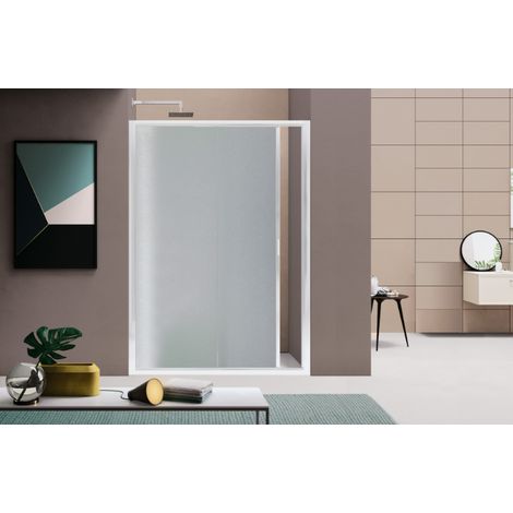 Nicchia doccia 100 cm  scorrevole con profili in alluminio bianco opaco finitura pannelli stampato - America 4