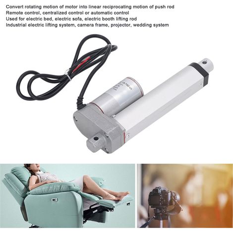 Vérin électrique linéaire mini 750N course 100mm 12V pour automatisation agricole, robotique, suivi extérieur et domotique - Blanc, vérin seul (1/5)