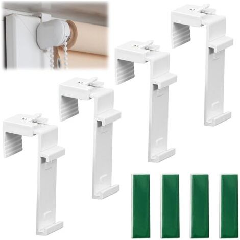 BUNTHAUS 4 Pièces Support À Pince Long Pour Stores Enrouleurs Doubles, Support De Serrage Universel Avec Rail Support En Tissu Séparé Fixation Store Sans Percage Pour Stores Enrouleur Duo Stores Vénit (1/4)