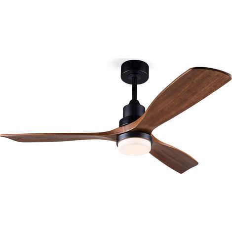 Ventilateur de plafond 52 pouces avec lumière, télécommande, moteur DC réversible, bois noyer foncé