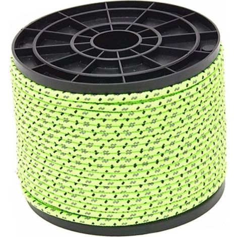 Corde de tente de camping en plein air de 50 m, corde fixe réfléchissante coupe-vent pour tente de plage 4 mm (1/4)