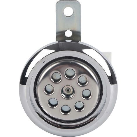 Klaxon universel pour moto, étanche, 105 dB, puissant, 12 V, 85 mm, avec cache chromé nid d'abeille (1/5)