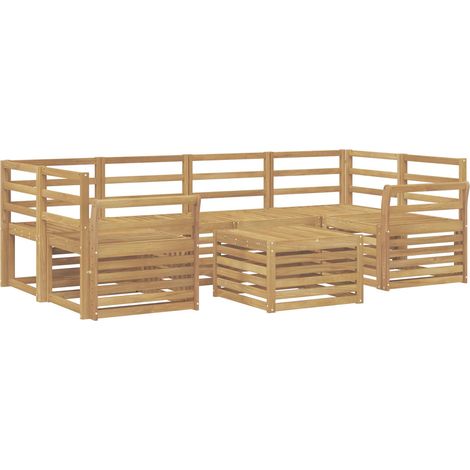 Outdoor Sofa Set 7 pcs White Solid Acacia Wood vidaXL (1/5)