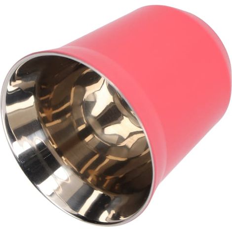 Tasse à café sans anse en acier inoxydable 304, gobelet de voyage à double paroi de 80 ml, rouge rose, idéale pour le camping, la randonnée et la cuisine. (1/5)