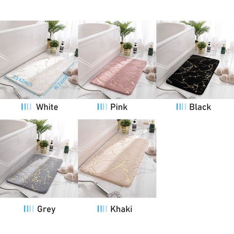 Tapis de bain marbré 16X24 pouces, tapis de sol doux, antidérapant, absorbant l'eau, pour porte de douche, lavable en Machine, pour salle de bain. (1/5)