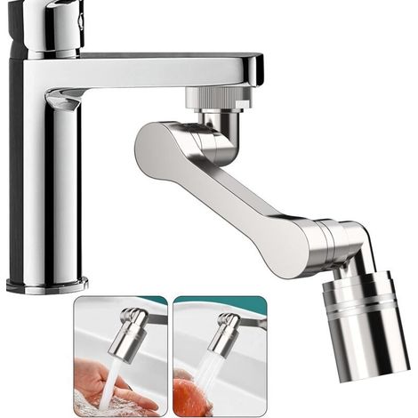 Bec rallonge de robinet 1440 degrés 2 modes pour robinets avec filetage extérieur de diamètre 20/22/24 mm (1/3)