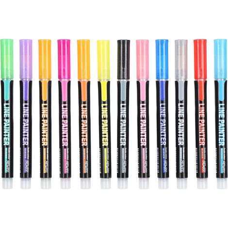 Portable Colored Highlighter Children Adult Painting Drawing Highlighter Marker Pen Set12 Colors (1/5)