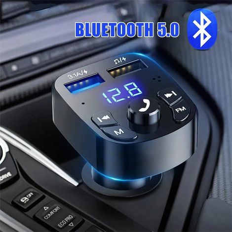 Transmetteur FM de voiture Bluetooth 5.0 - Kit mains libres pour voiture, lecteur MP3, chargeur rapide 3,1 A, 2 ports USB, compatible avec Apple, Android, ordinateurs portables (1/5)