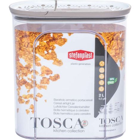 Barattolo Contenitore Portacereali Tosca Tortora 2 Litri