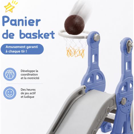 Toboggan 4 En 1 Pour Enfants – Avec Balançoire, Panier De Basket Et échelle – Forme Lapin – Intérieur/extérieur – 1 à 6 Ans
