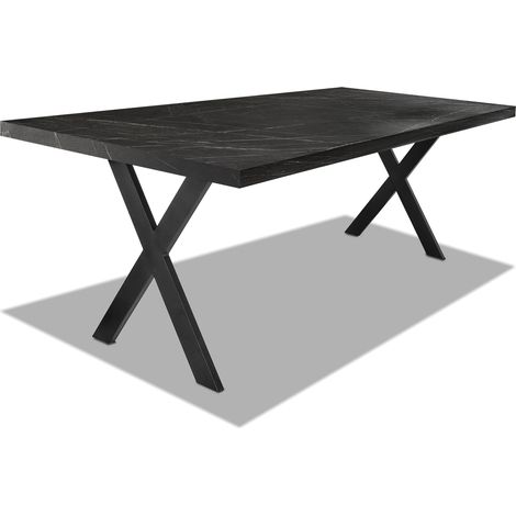 Esstisch aus Holz und Metall mit X-Fu� schwarz - 220x100 cm